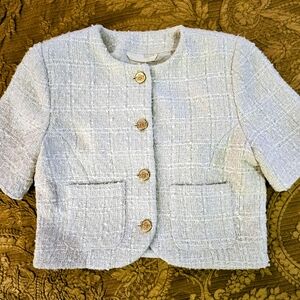 Abercrombie & Fitch Buttercream Cropped Tweed Jacket